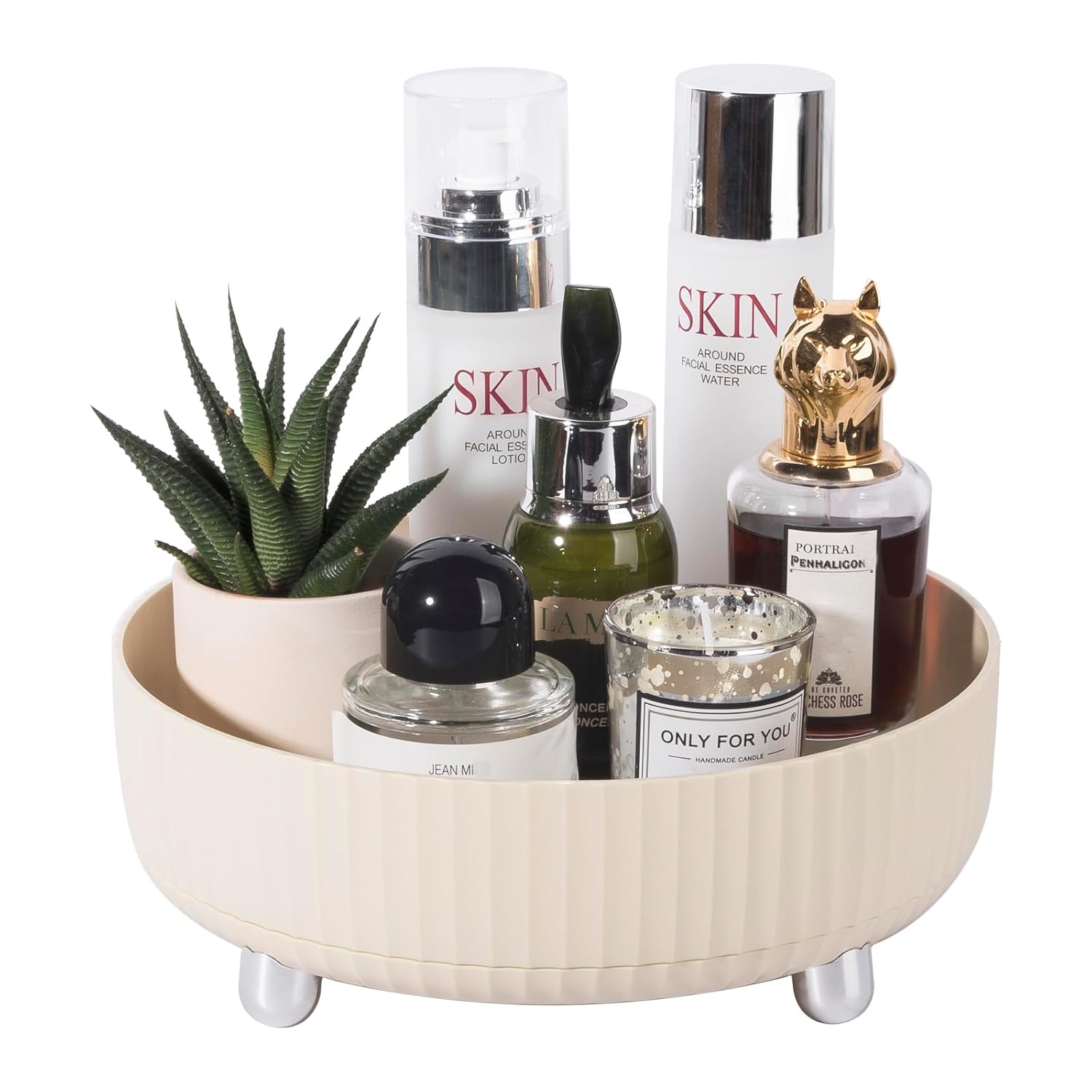 Anyoifax Bandeja organizadora de perfumes de maquillaje, giratoria de 360 grados, organizador de loción para el cuidado de la piel, organizador de