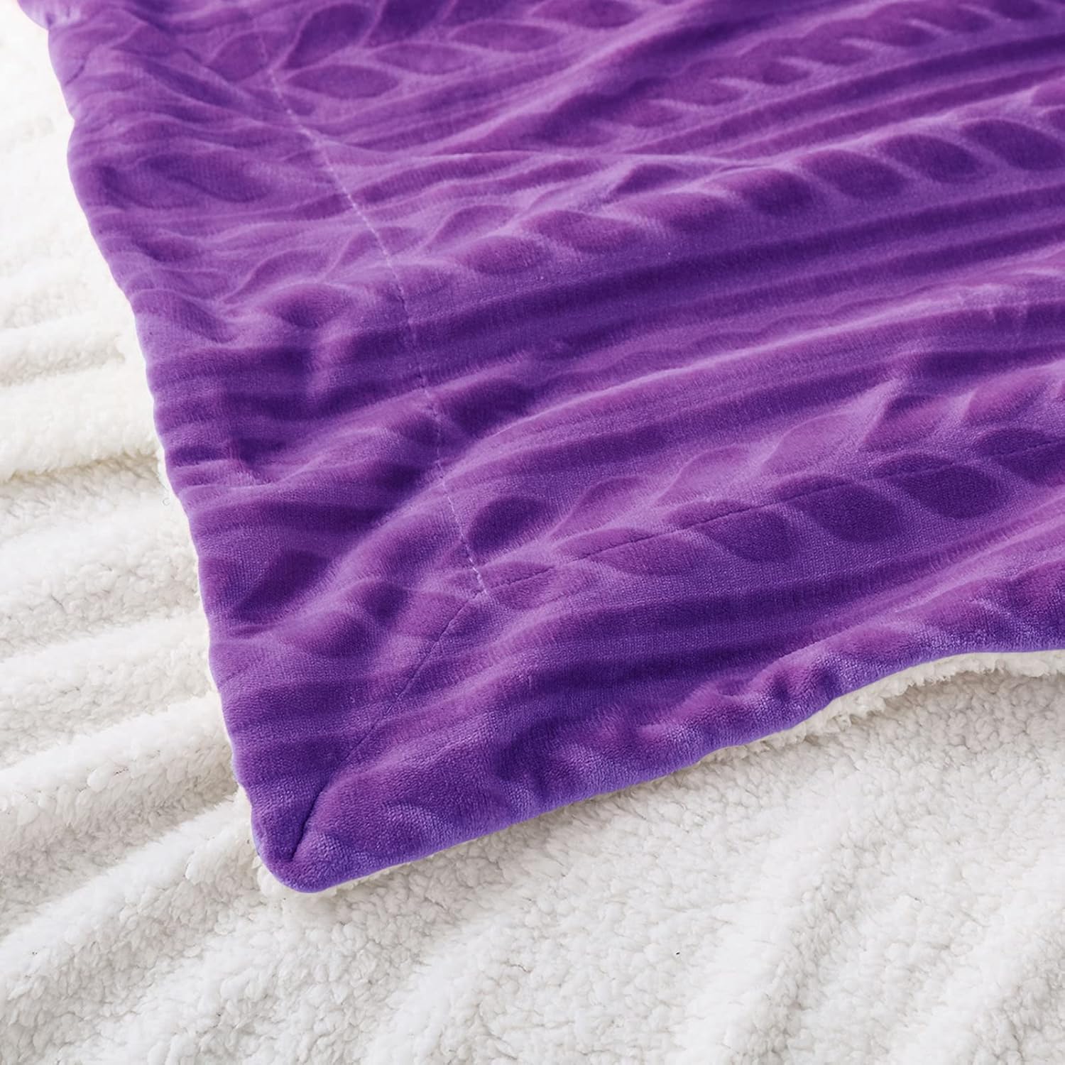 Exclusivo Mezcla Manta de cama de forro polar Sherpa tamaño Queen, manta cálida de terciopelo reversible para cama, sofá y sofá, 90 x 90 pulgadas,