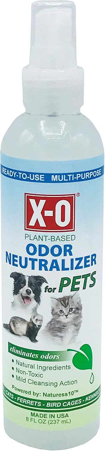 X-O Desodorizante natural para mascotas, a base de plantas, listo para usar, 8 onzas, neutralizador eficaz de olores de mascotas, seguro para todos