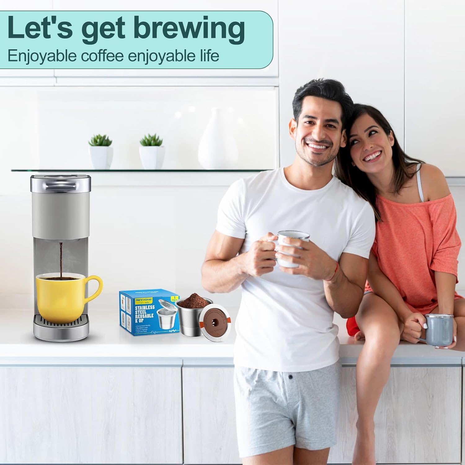RETHONE K Cup Cápsulas de café reutilizables compatibles con cafeteras Keurig 1.0 y 2.0, cafeteras K Cups reutilizables universales de acero