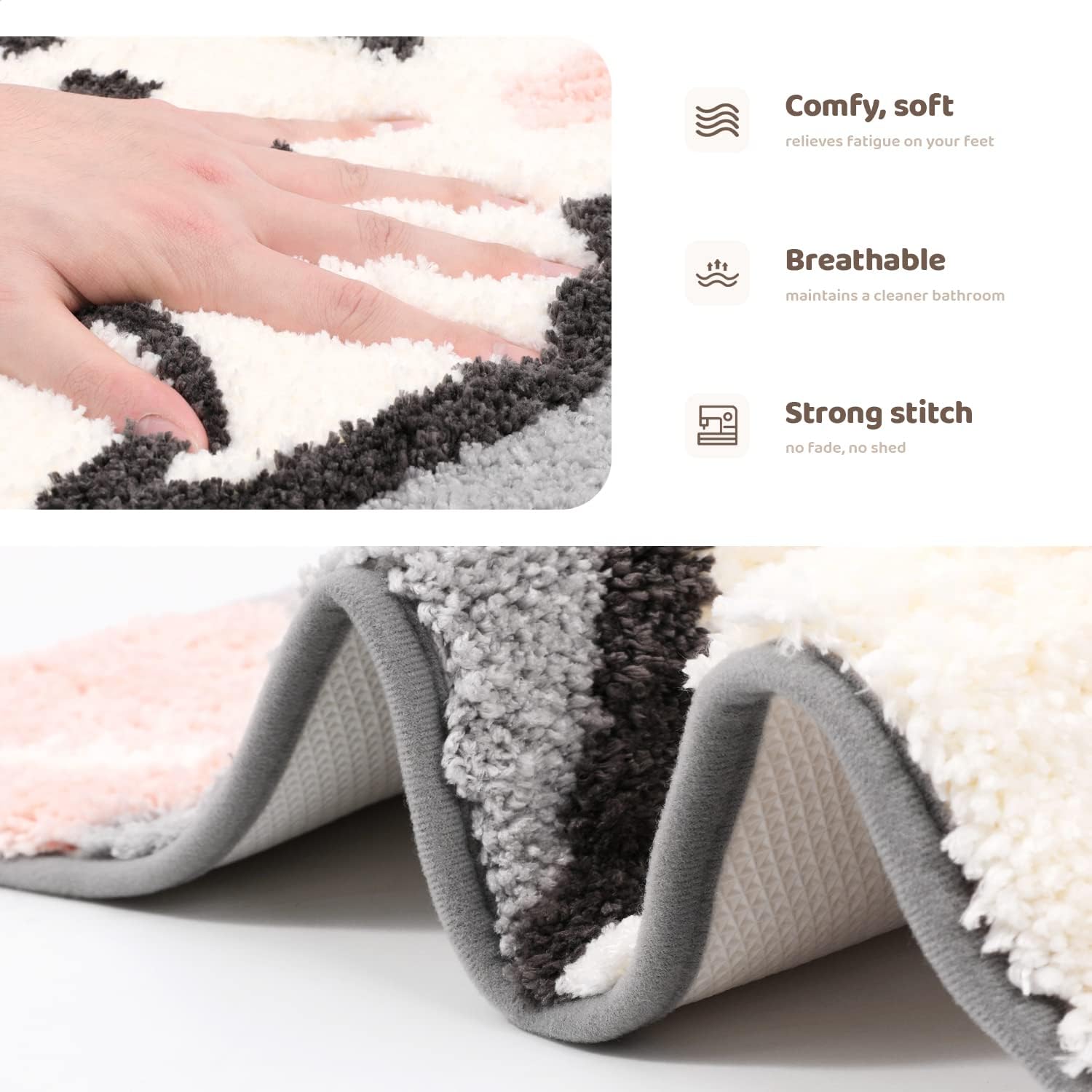 Alfombra de baño de conejo, extra suave y absorbente, lavable a máquina, antideslizante de animales para bañera, ducha y baño, 15.7 x 23.6 pulgadas