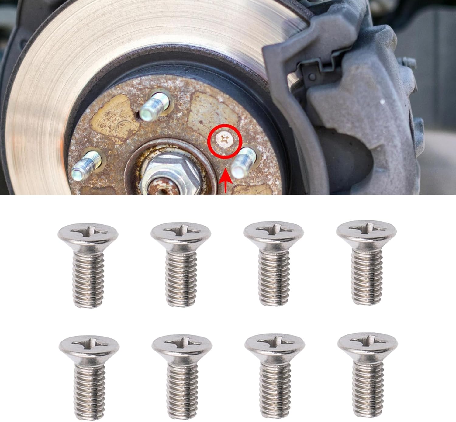 Miytsya 8 tornillos de fijación de rotor de disco de freno de automóvil, piezas de repuesto de tornillo de acero inoxidable 93600-06014-0H,