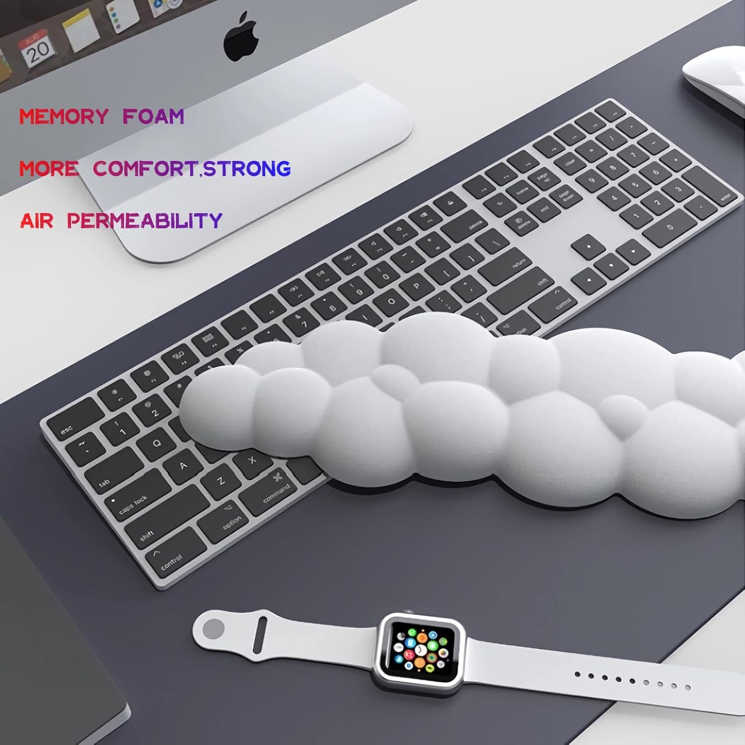 Reposamuñecas para teclado y mouse en la nube Forro de espuma viscoelástica, reposamanos en la nube Reposamanos para teclado y mouse con material de