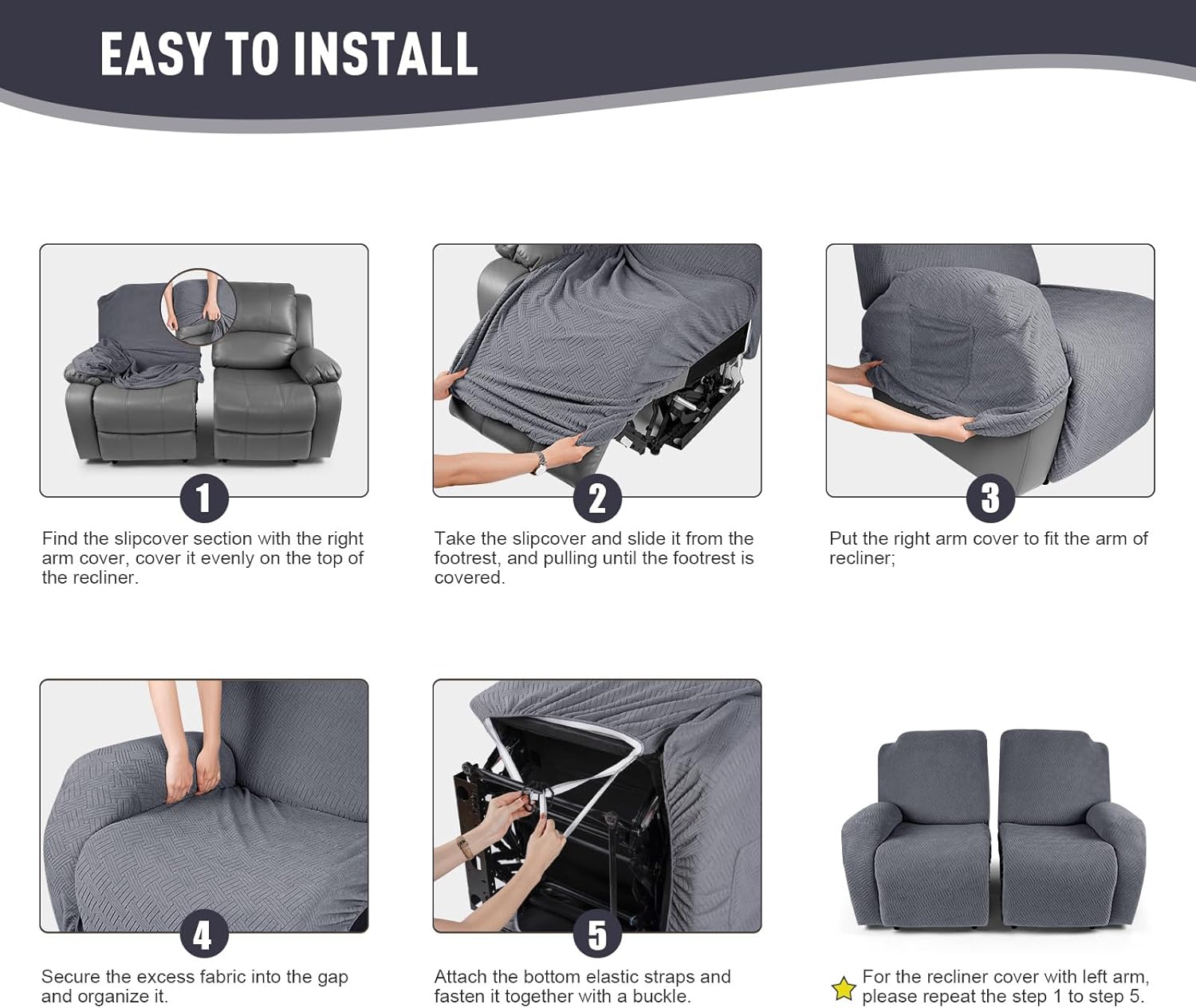 KinCam Fundas reclinables para sofá biplaza, 2 piezas elásticas para sofá reclinable de 2 asientos, fundas protectoras de muebles de jacquard a