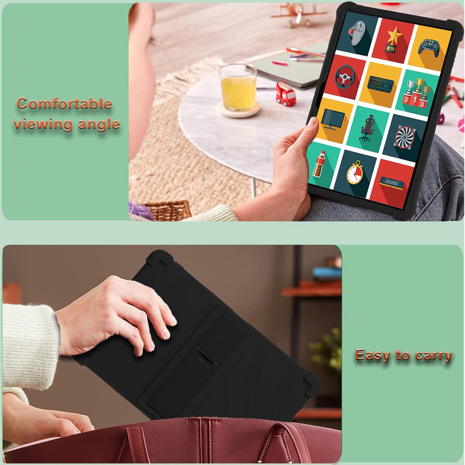 ATOOZ TCL Tab Pro 5G Case Kids 2023, TCL TABMAX 10.4 Funda de silicona suave para TCL Tab Pro 5G Tablet TCL-9198STCL TAB MAX 10.4 9296Q con soporte
