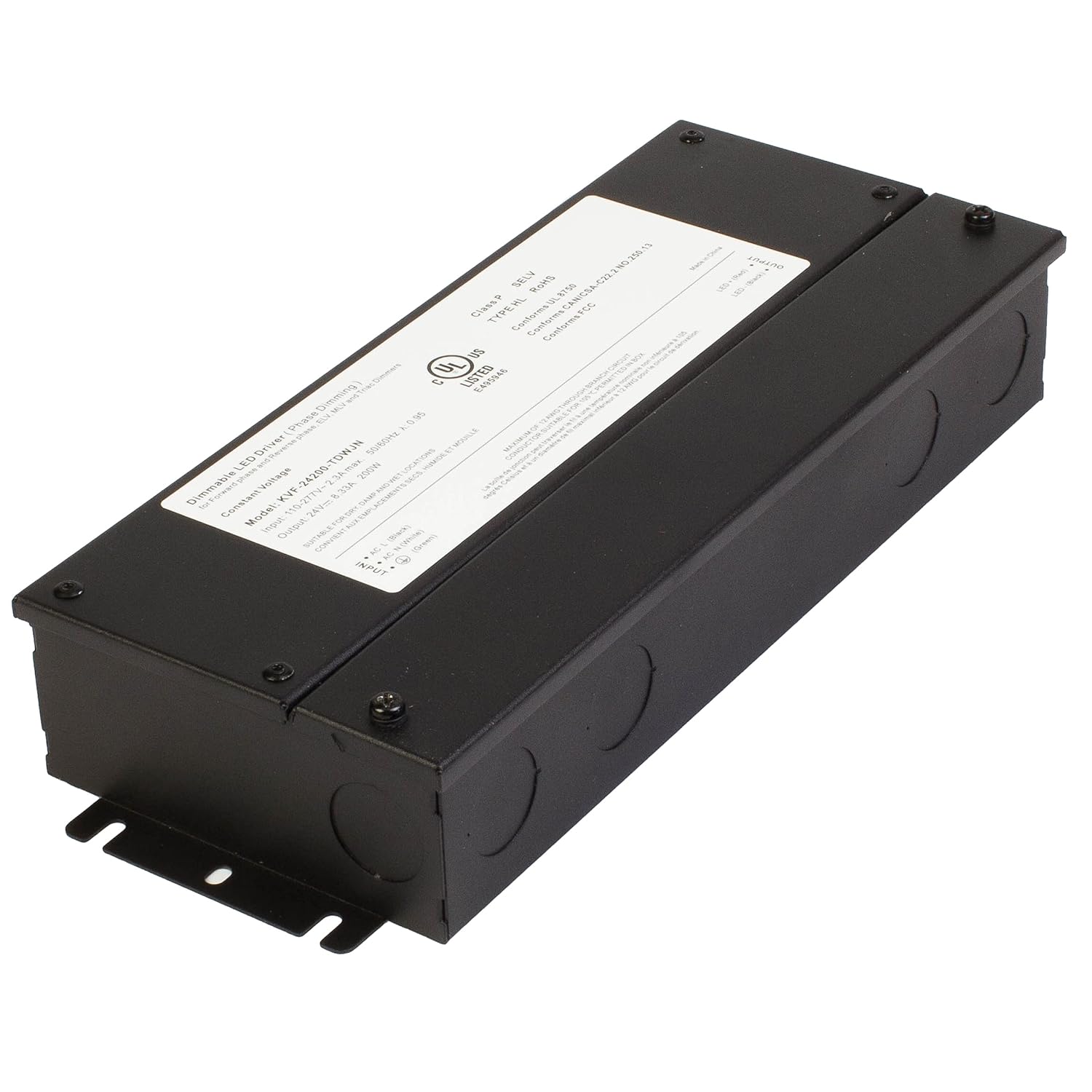 Controlador regulable Triac de 24 V con certificación UL de 200 W, 110 V – 277 V, transformador de CA, fuente de alimentación de voltaje constante