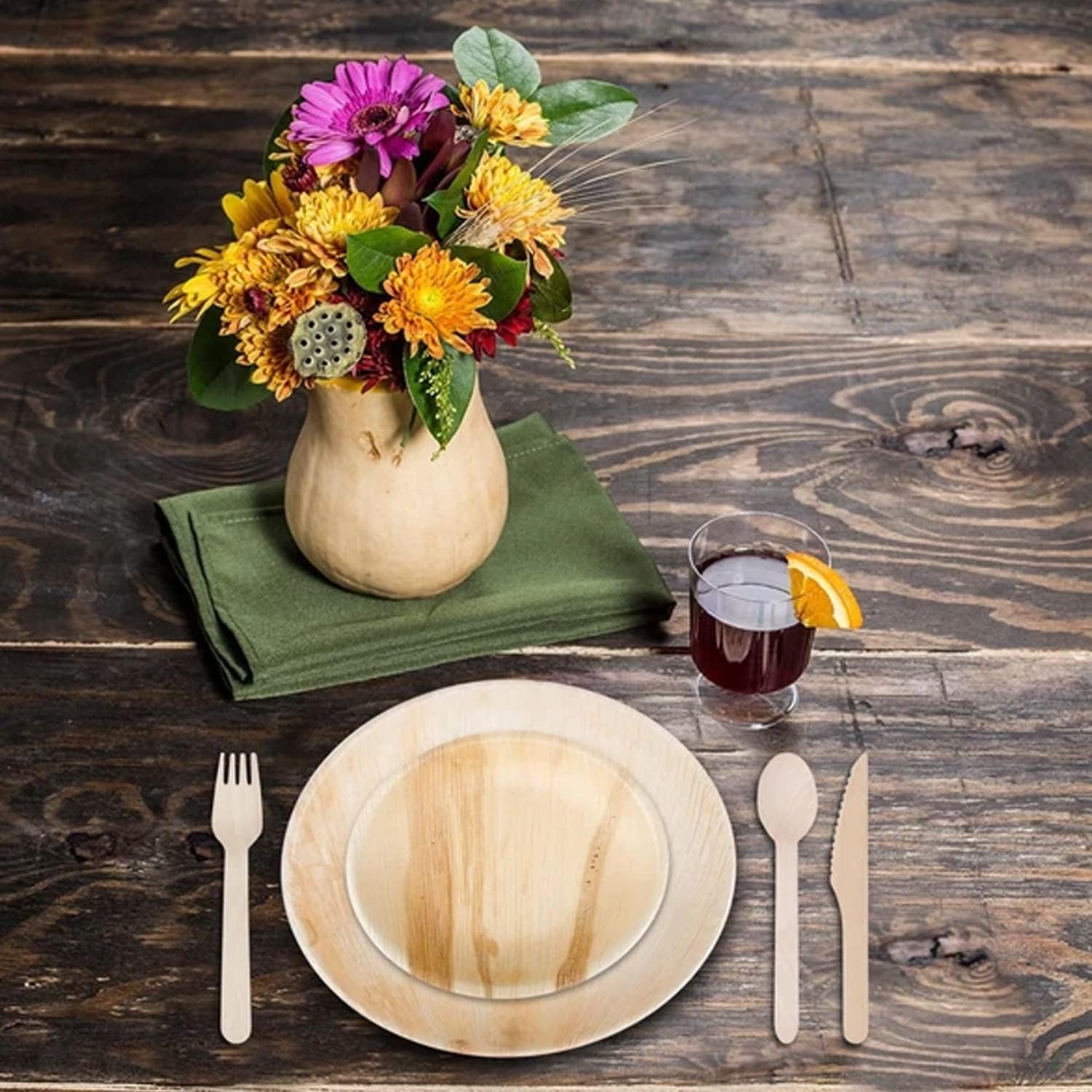 Platos desechables ecológicos de hoja de palma de 10 pulgadas, platos redondos 100% biodegradables y compostables a granel para fiestas temáticas