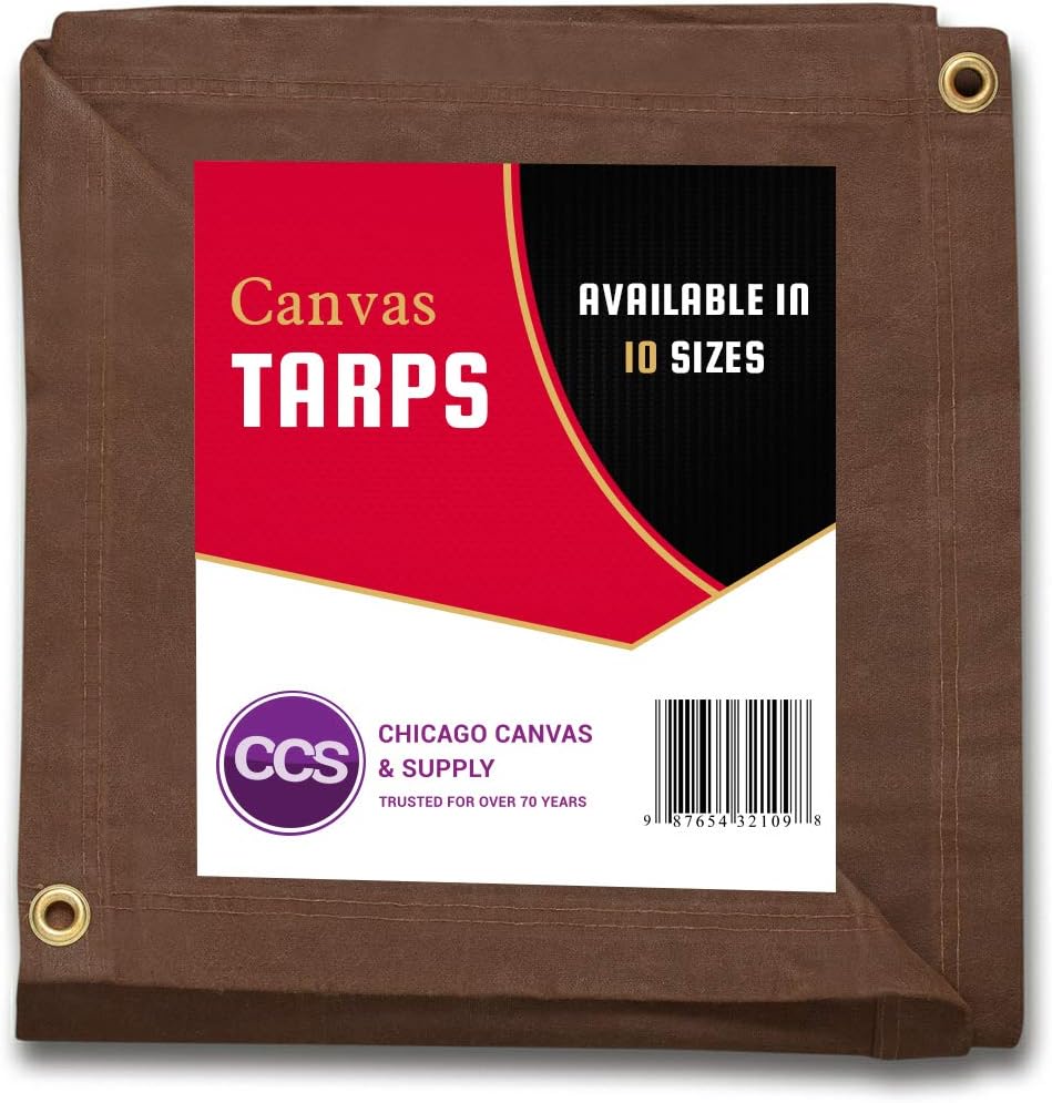 CCS CHICAGO CANVAS & SUPPLY – Lona impermeable resistente, extraduradera, para varios usos, funda de lona de campamento con ojales inoxidables para