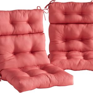 Greendale Home Fashions Cojines para silla de respaldo alto de 44 x 22 pulgadas, 2 unidades (paquete de 1), color coral Greendale Home Fashions Cojines para silla de respaldo alto de 44 x 22 pulgadas, 2 unidades (paquete de 1), color coral