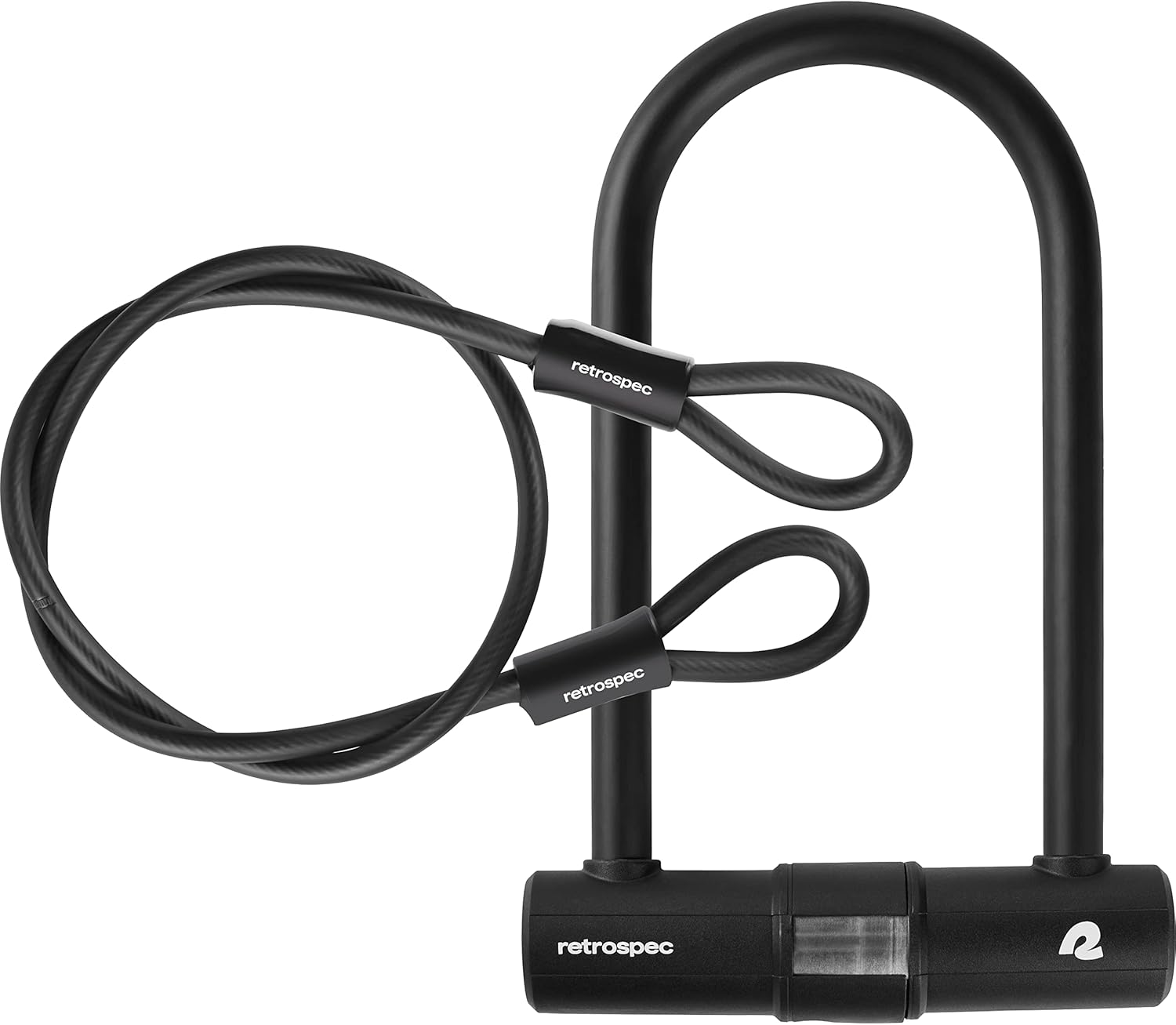 Retrospec Lookout U-Lock Bike Lock with 4Ft Security Cable, Heavy Duty Anti-Theft Bicycle Lock with 14mm Shackle, Pick Resistant & Secure