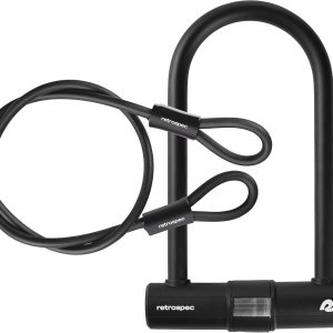 Retrospec Lookout U-Lock Bike Lock with 4Ft Security Cable, Heavy Duty Anti-Theft Bicycle Lock with 14mm Shackle, Pick Resistant & Secure Retrospec Lookout U-Lock Bike Lock with 4Ft Security Cable, Heavy Duty Anti-Theft Bicycle Lock with 14mm Shackle, Pick Resistant & Secure