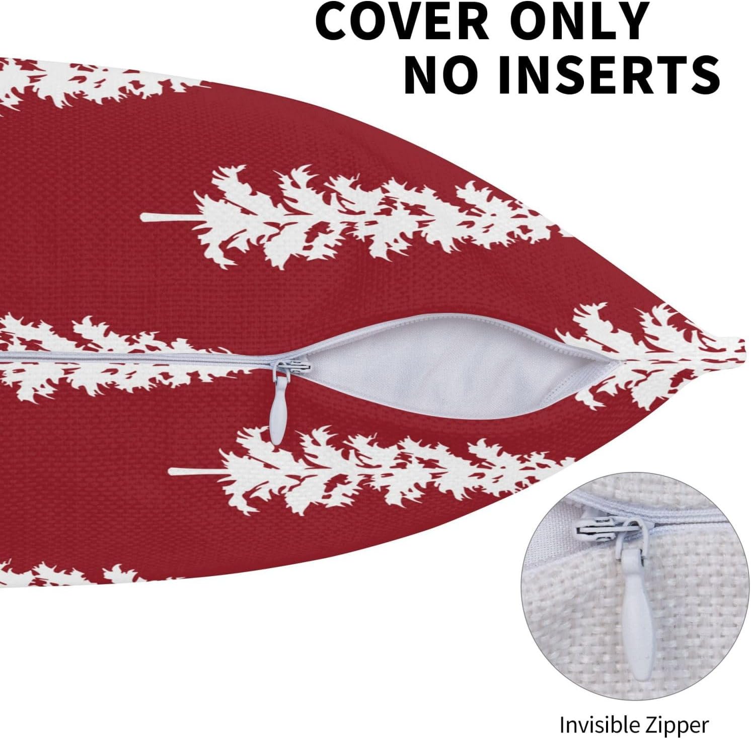 Juego de 2 fundas de almohada rojas de Navidad de 18 x 18 pulgadas, con estampado de árbol de Navidad, fundas decorativas de invierno, vacaciones,