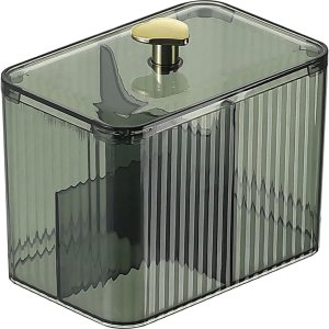 Naisicore Dispensador de hisopos de algodón, organizador de cosméticos transparente de 3 rejillas con tapa, soporte para hisopos de algodón, caja de Naisicore Dispensador de hisopos de algodón, organizador de cosméticos transparente de 3 rejillas con tapa, soporte para hisopos de algodón, caja de