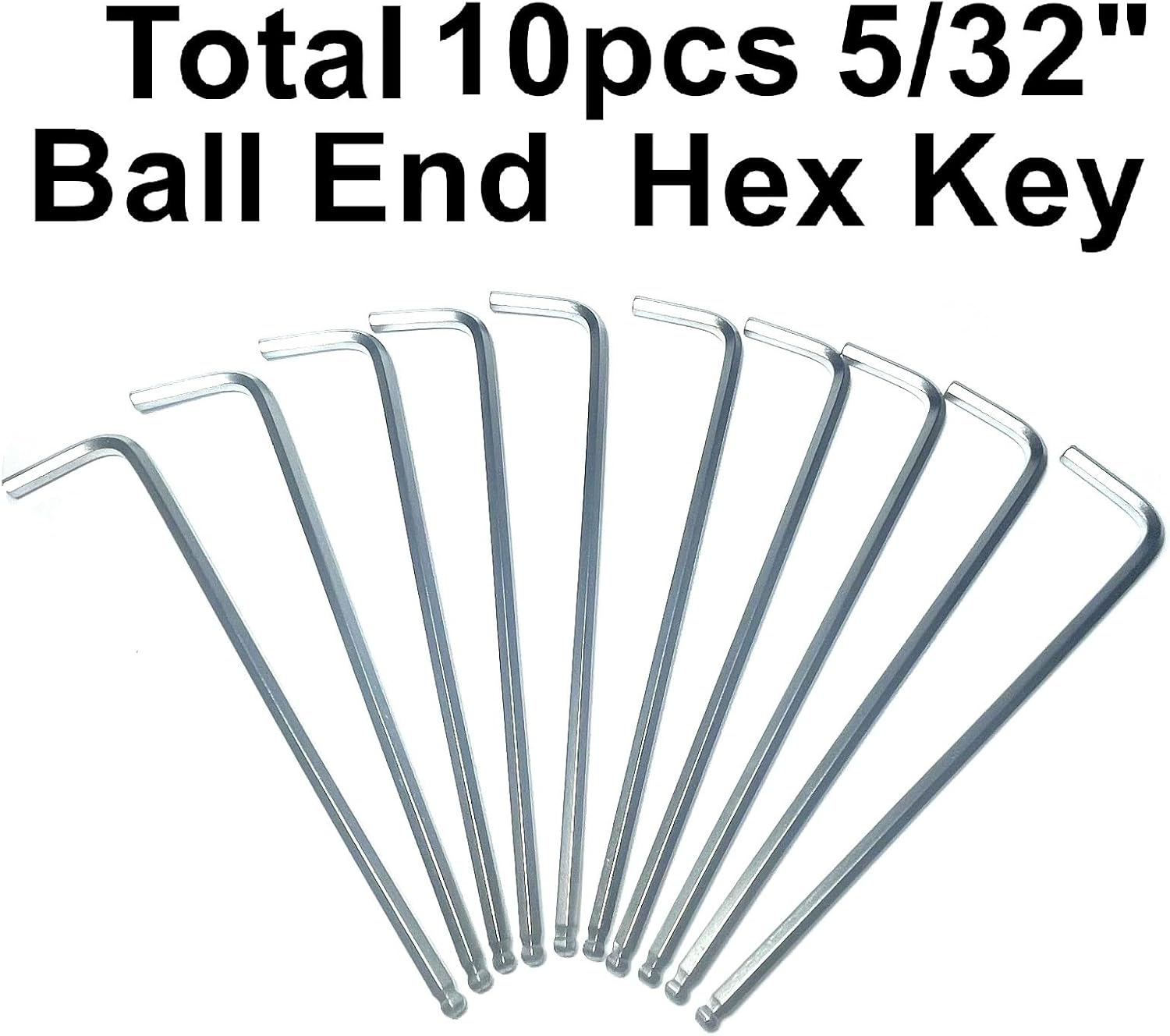 Juego de 10 llaves Allen de extremo de bola de 532, juego de llaves hexagonales de 532 pulgadas, llave de puerta Allen en forma de L con brazo largo.