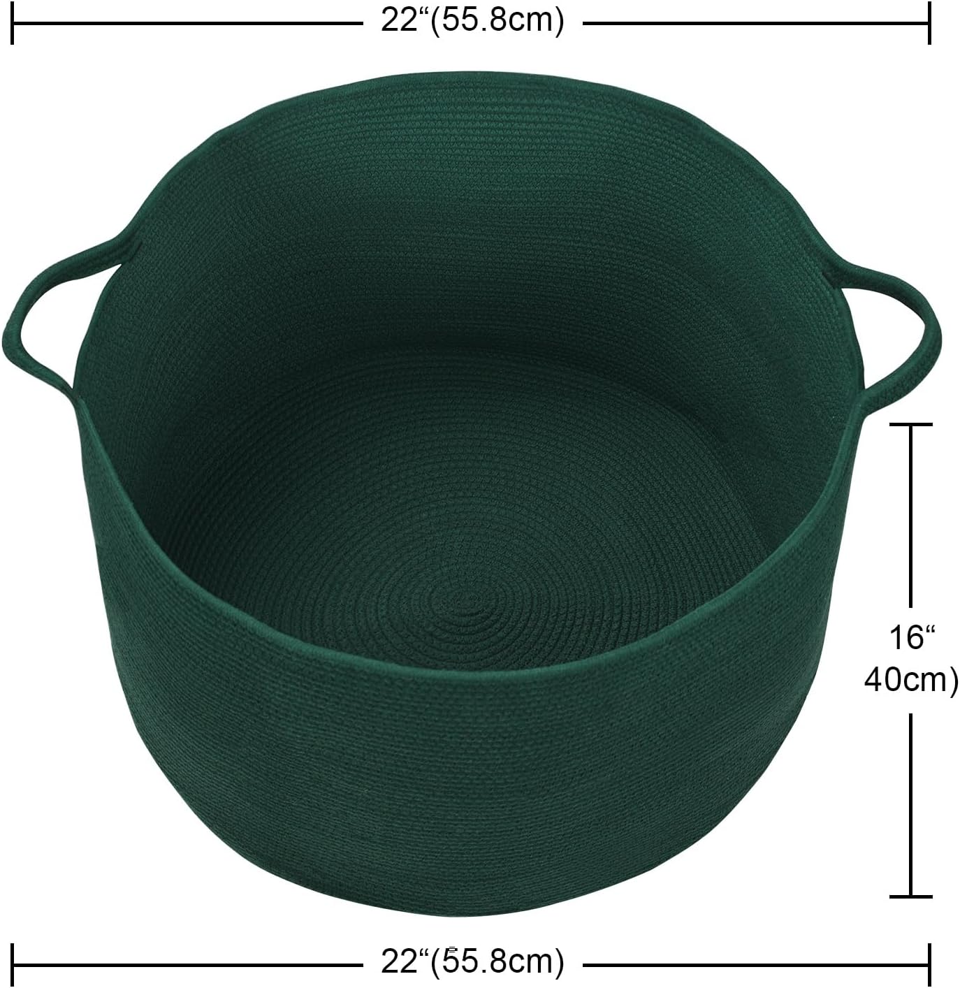 Cesta de cuerda de algodón de tamaño mega de 22 x 22 x 16 pulgadas para almacenamiento de tela de mantas, cestas de lavandería, contenedor de
