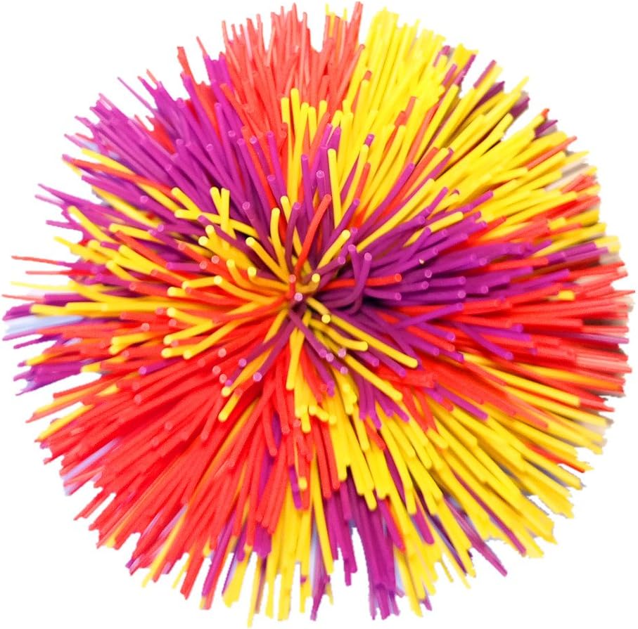 Pelota colorida y resistente de 3.2 pulgadas, silicona gruesa que rebota y esponjosa, bola antiestrés para la oficina (morado, rojo y amarillo,
