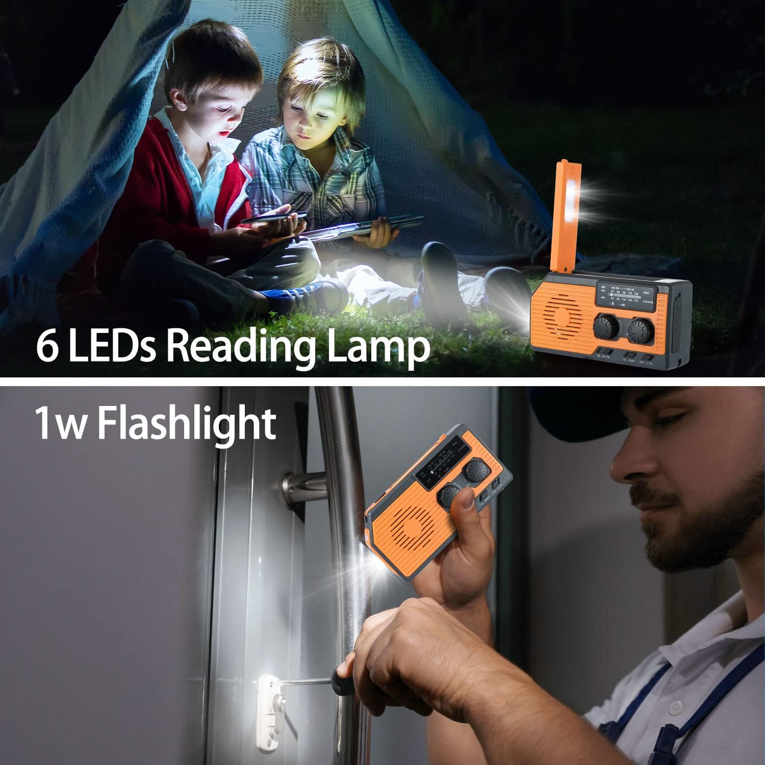 1 Set AMFMSolar Radio with 5000 MAh Charging PowerSOS AlarmReading Light Function for Outdoor