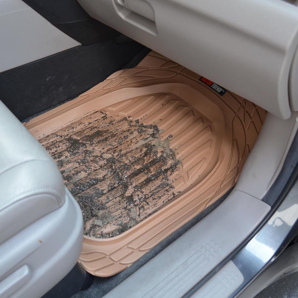 Motor Trend FlexTough tapetes para piso de caucho, de gran capacidad, base gruesa y forro para carga, para todos los climas juego de cobertura