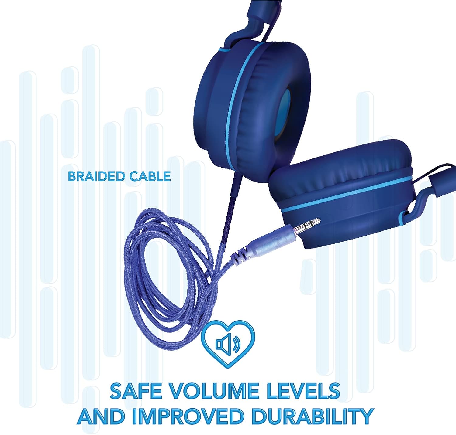 TALK WORKS Auriculares con cable para niños, audífonos sobre la oreja para el hogar, la escuela y los juegos, ligeros, portátiles, acolchados y