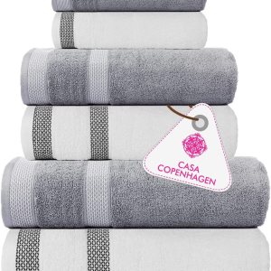CASA COPENHAGEN Solitaire – Juego de 6 toallas de baño diseñadas en Dinamarca, 21.16 ozm, 2 toallas de mano, 2 toallas de mano y 2 toallas pequeñas, CASA COPENHAGEN Solitaire – Juego de 6 toallas de baño diseñadas en Dinamarca, 21.16 ozm, 2 toallas de mano, 2 toallas de mano y 2 toallas pequeñas,
