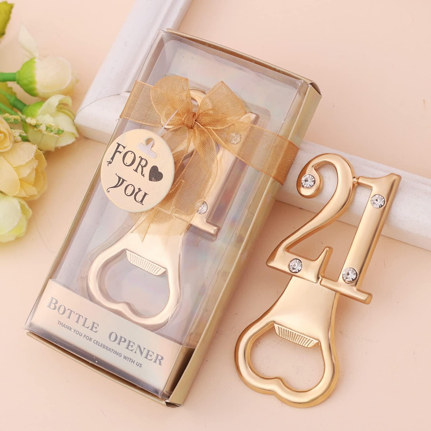 Paquete de 24 abridores creativos de botellas para regalos de fiesta de cumpleaños 21 o aniversario de boda, regalos de fiesta de cumpleaños con