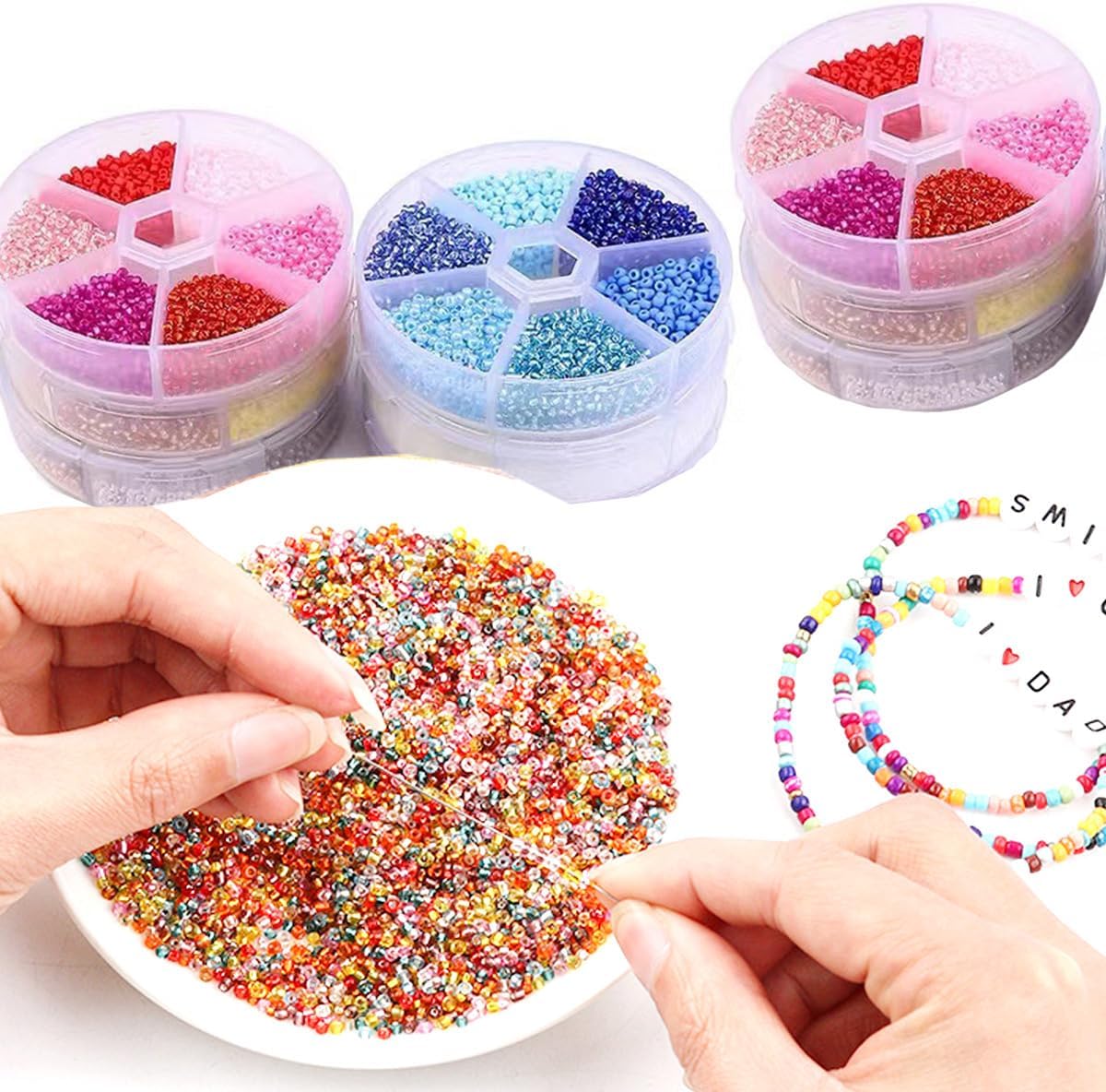 1 caja de 3900 cuentas de semillas de vidrio de color mixto de 0.079 pulgadas, espaciador redondo pequeño, cuentas checas sueltas para hacer joyas,