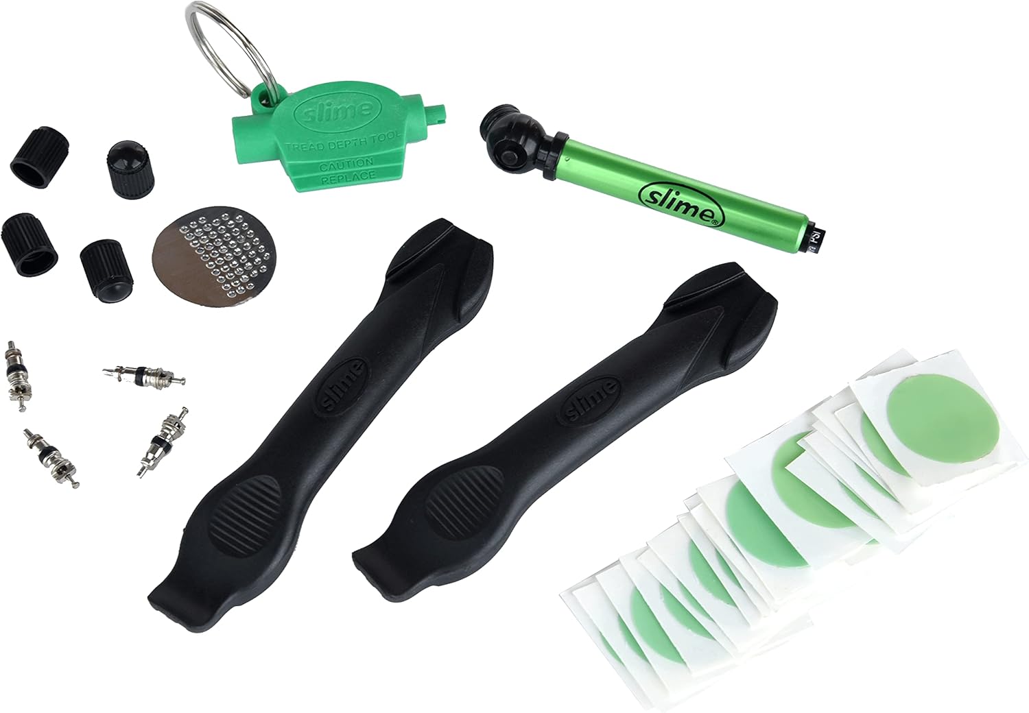 Slime 20482 Tackle de neumático Kit de reparación y mantenimiento de tubos de bicicleta, 33 piezas