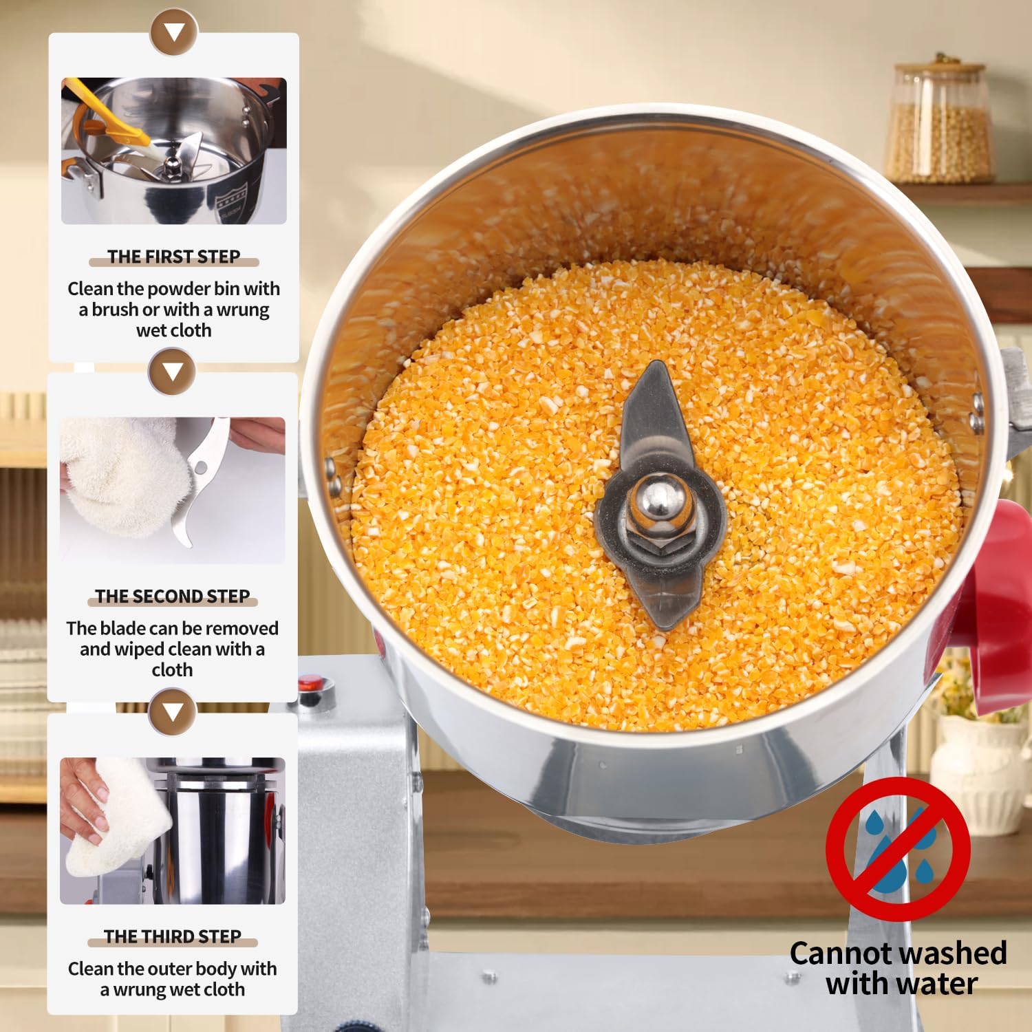 Goldtouch Molinillo eléctrico de especias de alta velocidad para uso doméstico y comercial, ideal para trigo seco, maíz, pimienta, café, frijoles y