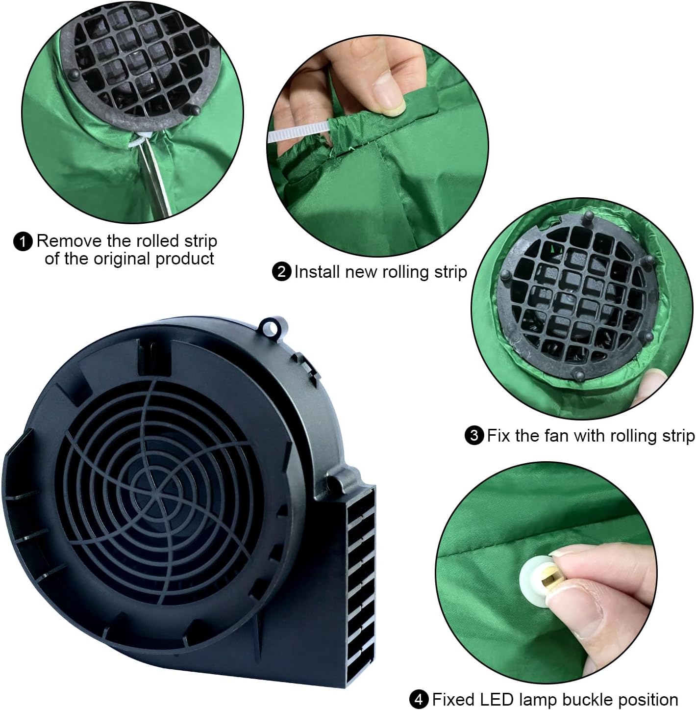 DomKom Soplador inflable de repuesto de 1.5 A para decoraciones inflables de patio, con adaptador de 12 V2.0 A y 5 luces LED, para decoraciones