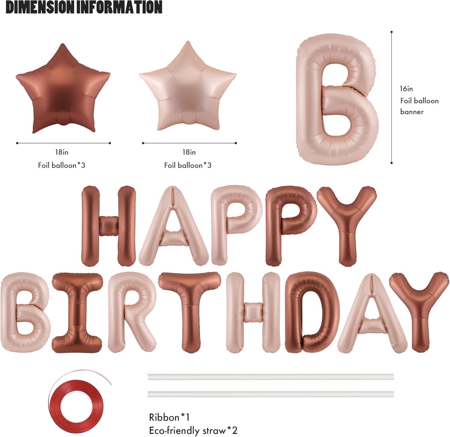 CANREVEL Cartel de feliz cumpleaños, 13 letras de papel de aluminio de Mylar de 16 pulgadas con 6 globos de estrella, decoraciones de fiesta de