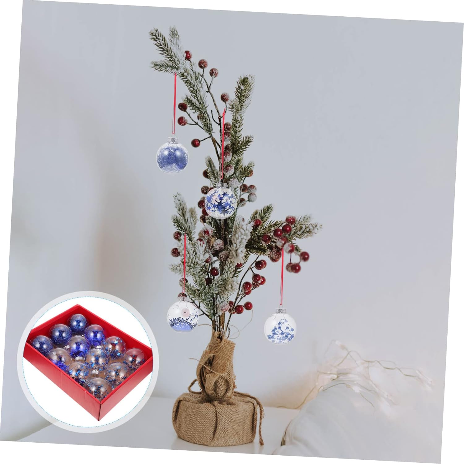 Abaodam 2 Boxes Christmas Ball Pendant Hanging Christmas Balls Decorations Glitter Christmas Ball Christmas Tree Flower Garland Decorations