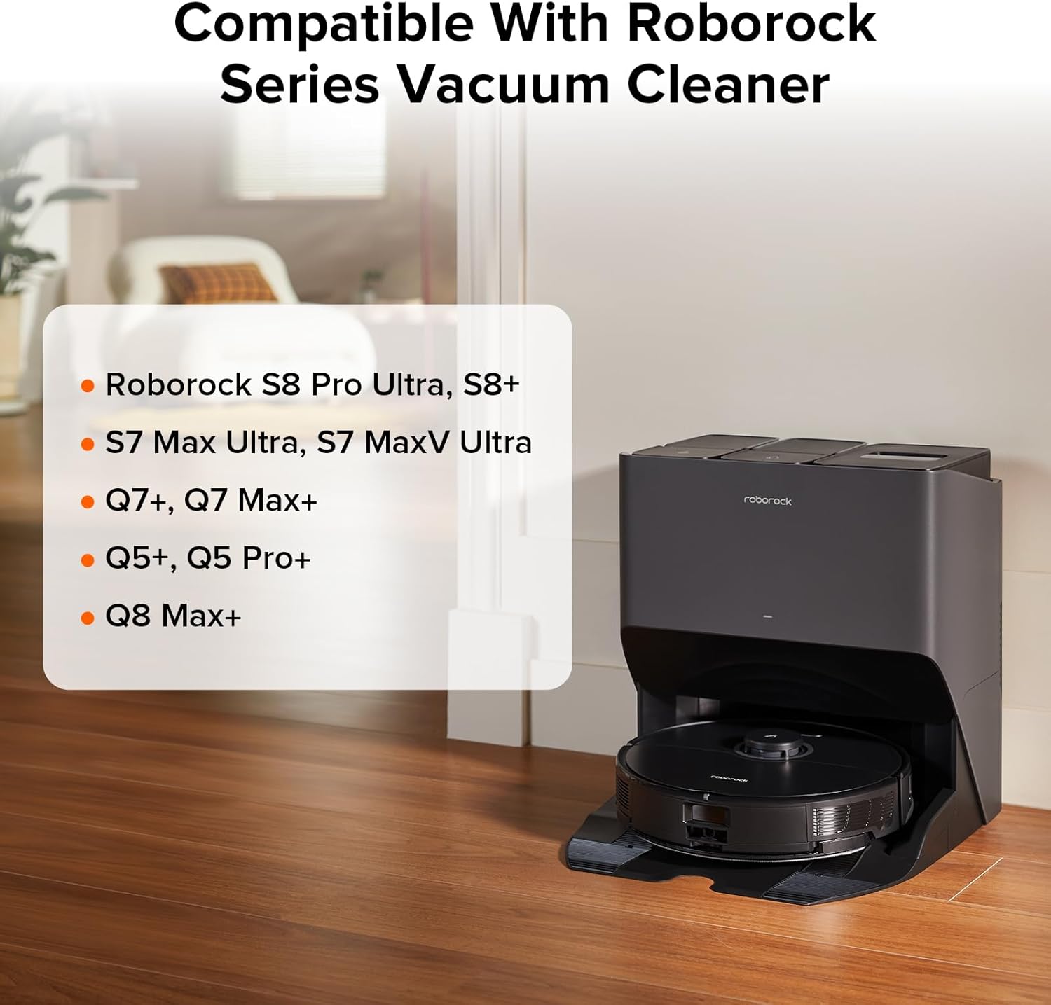 Paquete de 6 bolsas de vacío desechables de 2.5 L para aspiradoras robot roborock S7, S8, Q5, Q7, Q8 y bases de vacío automático