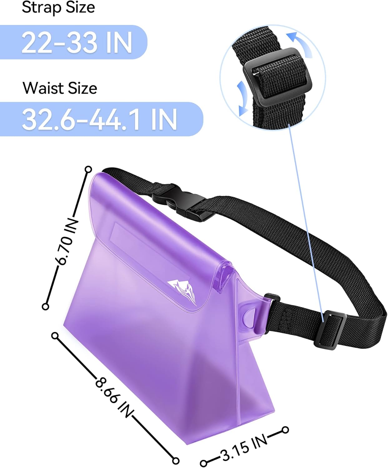 HEETA Paquete de 2 bolsas impermeables con correa para la cintura, bolsa seca táctil con cinturón ajustable para teléfono, objetos de valor para