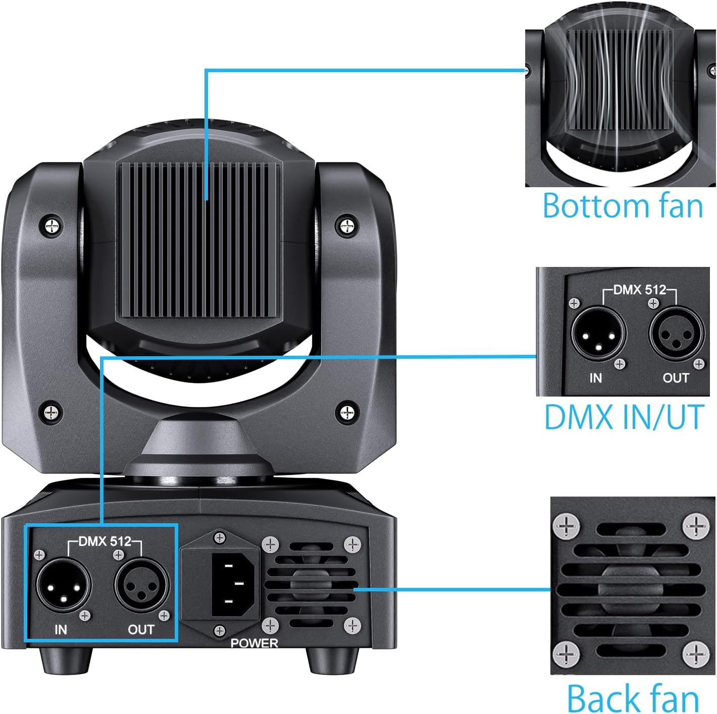 Big Dipper Luces de escenario, luces de cabeza móvil, focos LED de 35 W DMX 512 con equipo activado por sonido, 8 Gobos8 colores 911 luz de canal