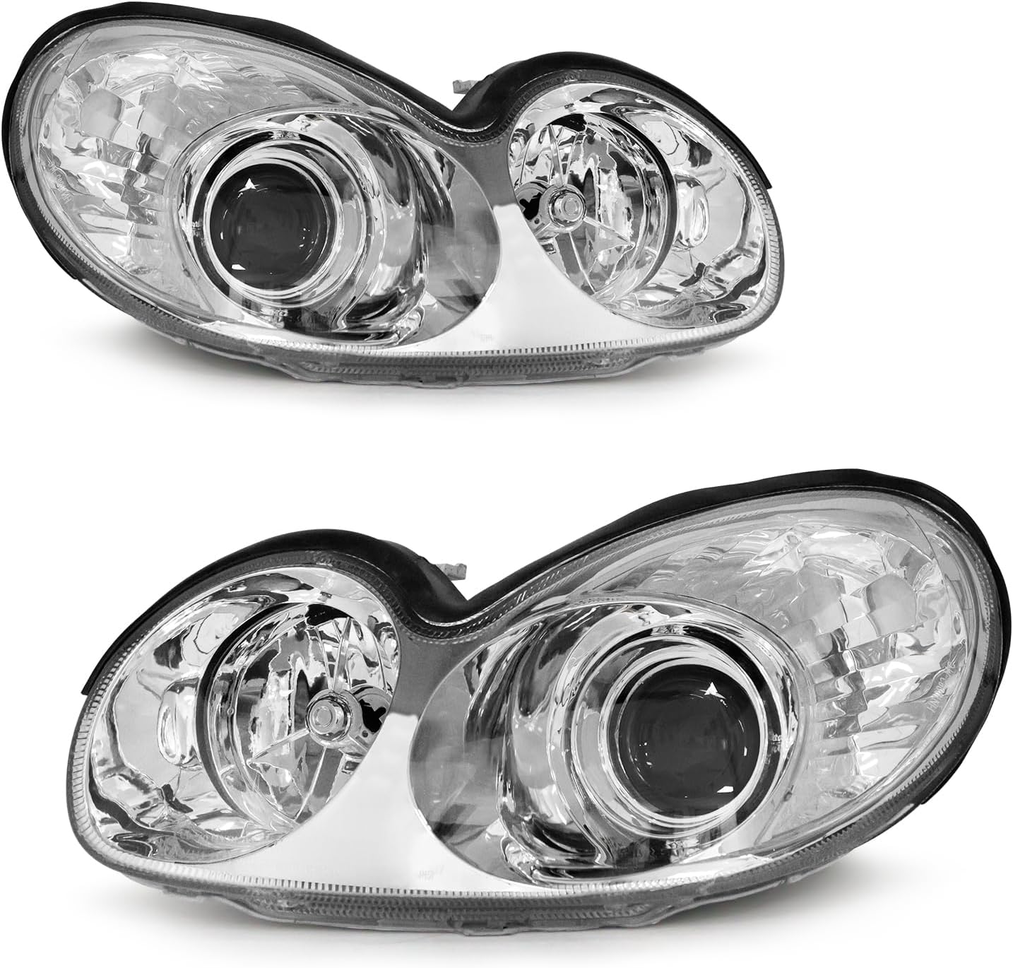 Compatible con faros Hyundai Sonata 2002 2003 2004 2005 para faros delanteros Sonata 02 03 04 05 con carcasa cromada, par de repuesto de lentes