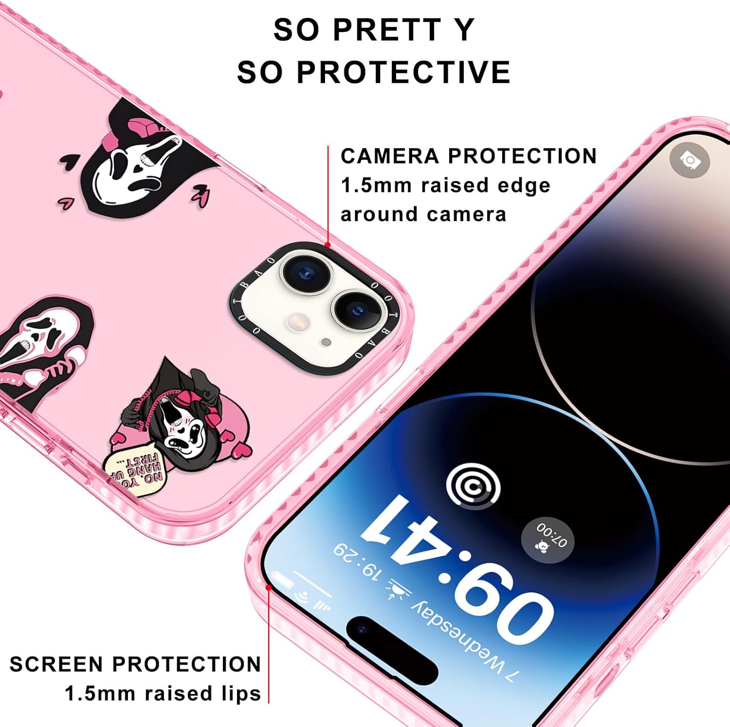 Funda transparente para iPhone 11, funda transparente de 6.1 pulgadas, estampado de grito de película de terror, diseño único, fundas rosas, funda