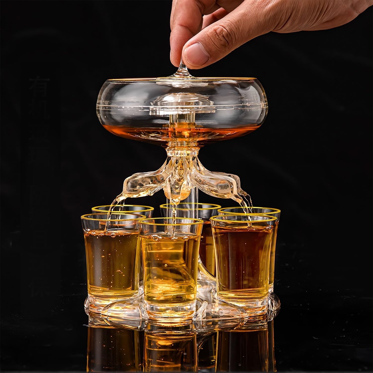 Dispensador de bebidas para fiestas con 6 vasos de chupito, dispensador de licor acrílico sin contacto y soporte para bebidas  Sidra  Cóctel –