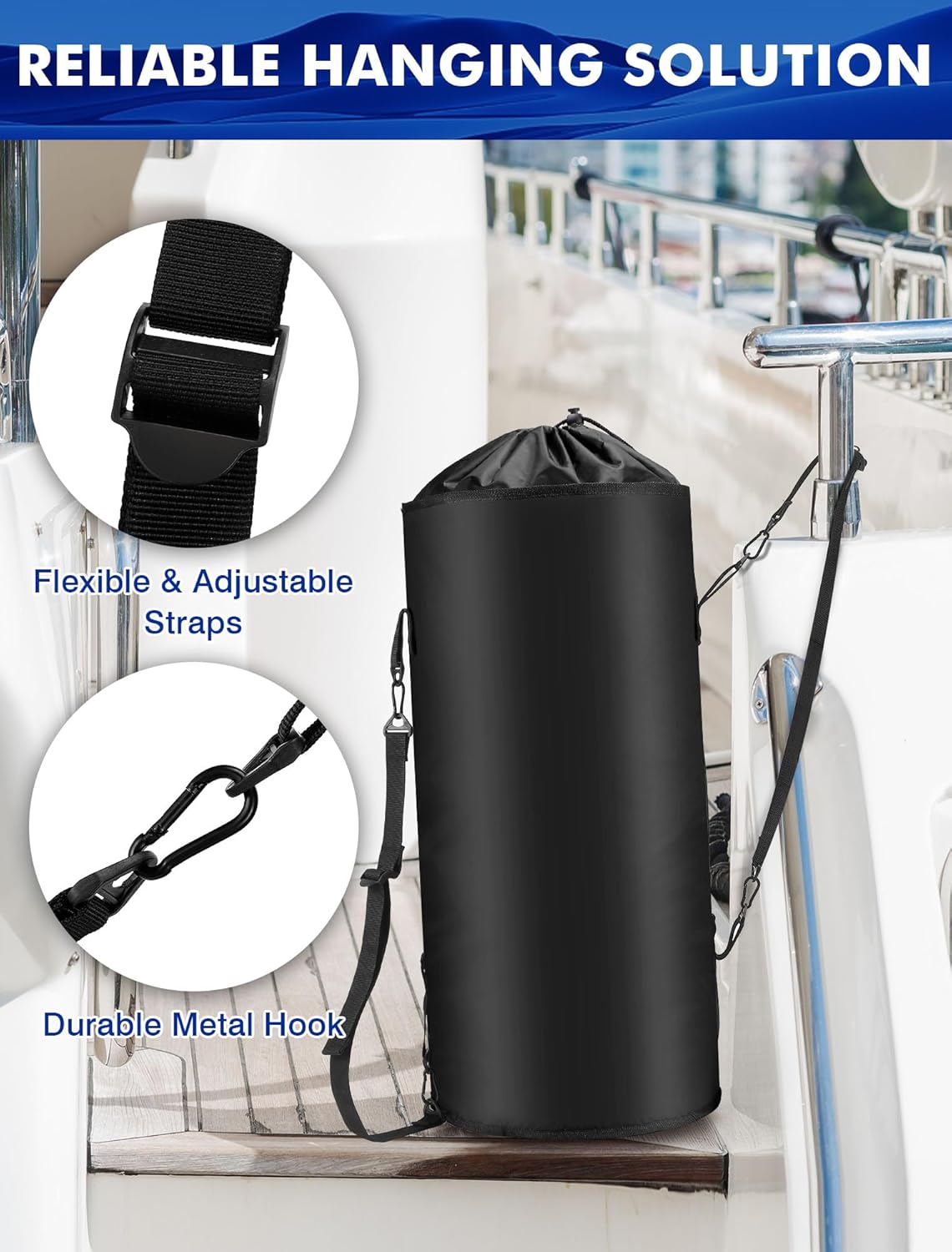AngLink Bolsa de basura portátil para lancha, plegable 600D, bote de basura para lanchas de pesca, accesorios esenciales, bolsas de almacenamiento