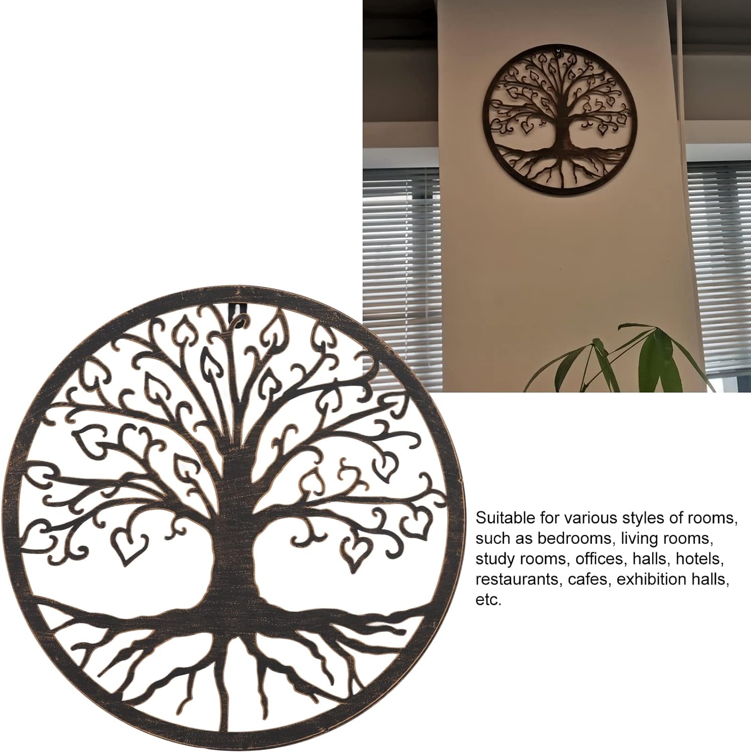 Decoración de pared de árbol, árbol de pared de metal con forma de árbol para oficina para sala de estar para dormitorio