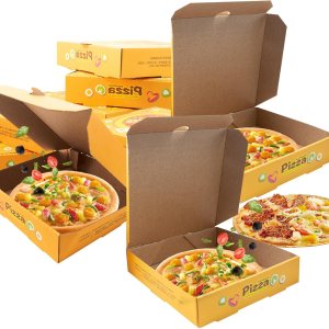 12 cajas de pizza de 7 x 7 pulgadas, caja de cartón cuadrado amarillo y marrón para pizza mantiene la pizza fresca, cajas de almacenamiento de 12 cajas de pizza de 7 x 7 pulgadas, caja de cartón cuadrado amarillo y marrón para pizza mantiene la pizza fresca, cajas de almacenamiento de