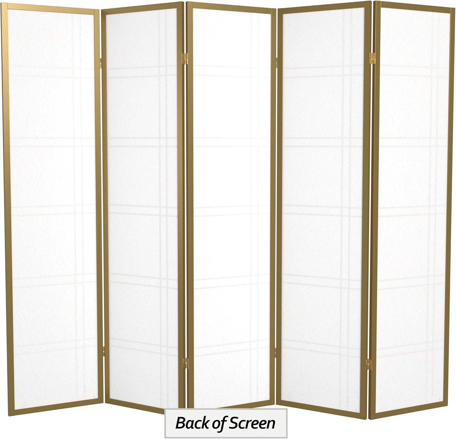 Oriental Furniture – Pantalla Shoji de doble cruz de 6 pies de alto, edición especial, color dorado, 5 paneles