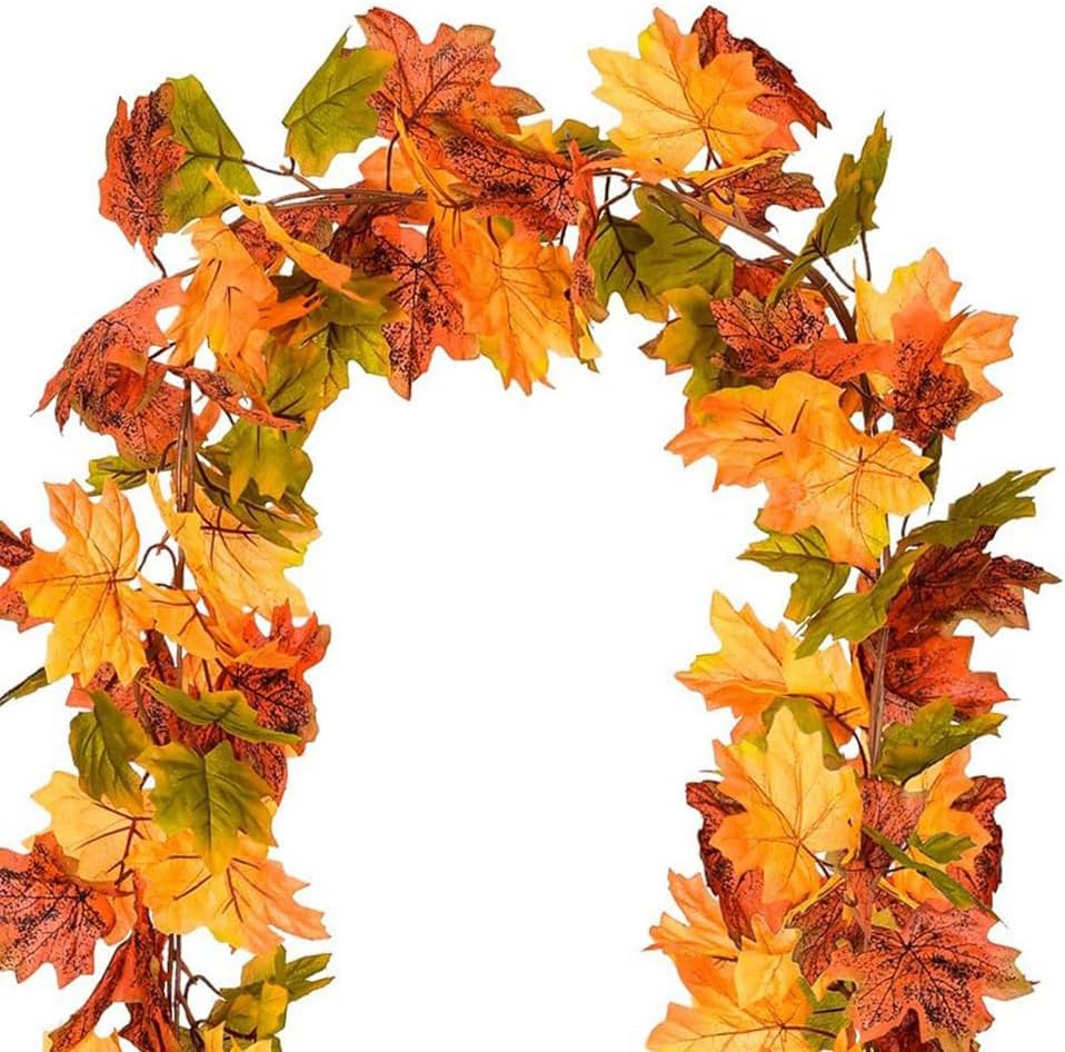 Guirnalda de hojas de arce de otoño, guirnalda de plantas de folia, hoja de arce e guirnalda de hojas de arce de otoño para boda, fiesta, hogar