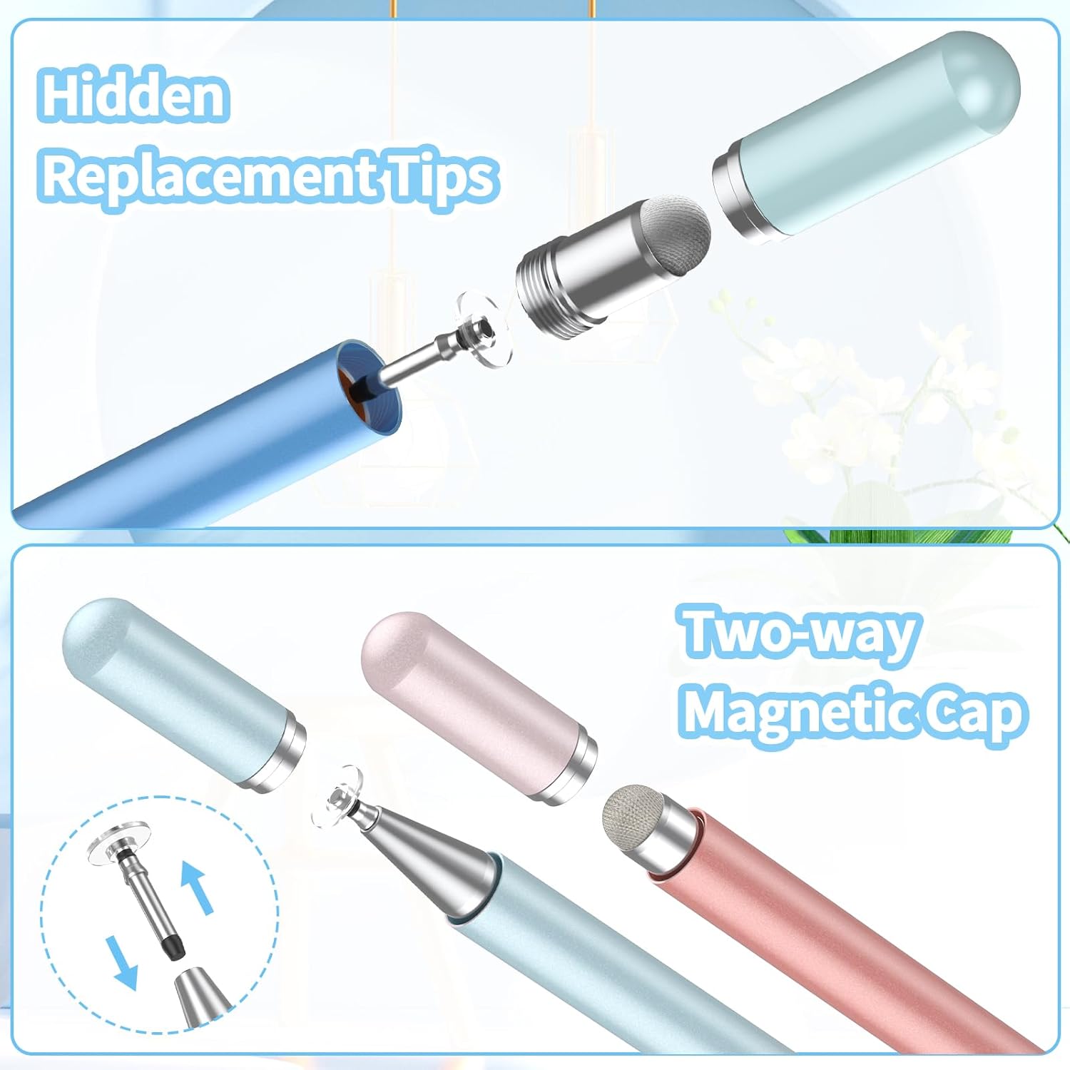 Lápiz óptico para pantallas táctiles (3 unidades), lápiz capacitivo 2 en 1 de alta precisión para iPad compatible con iPadiPhonetabletAndroidiOS y