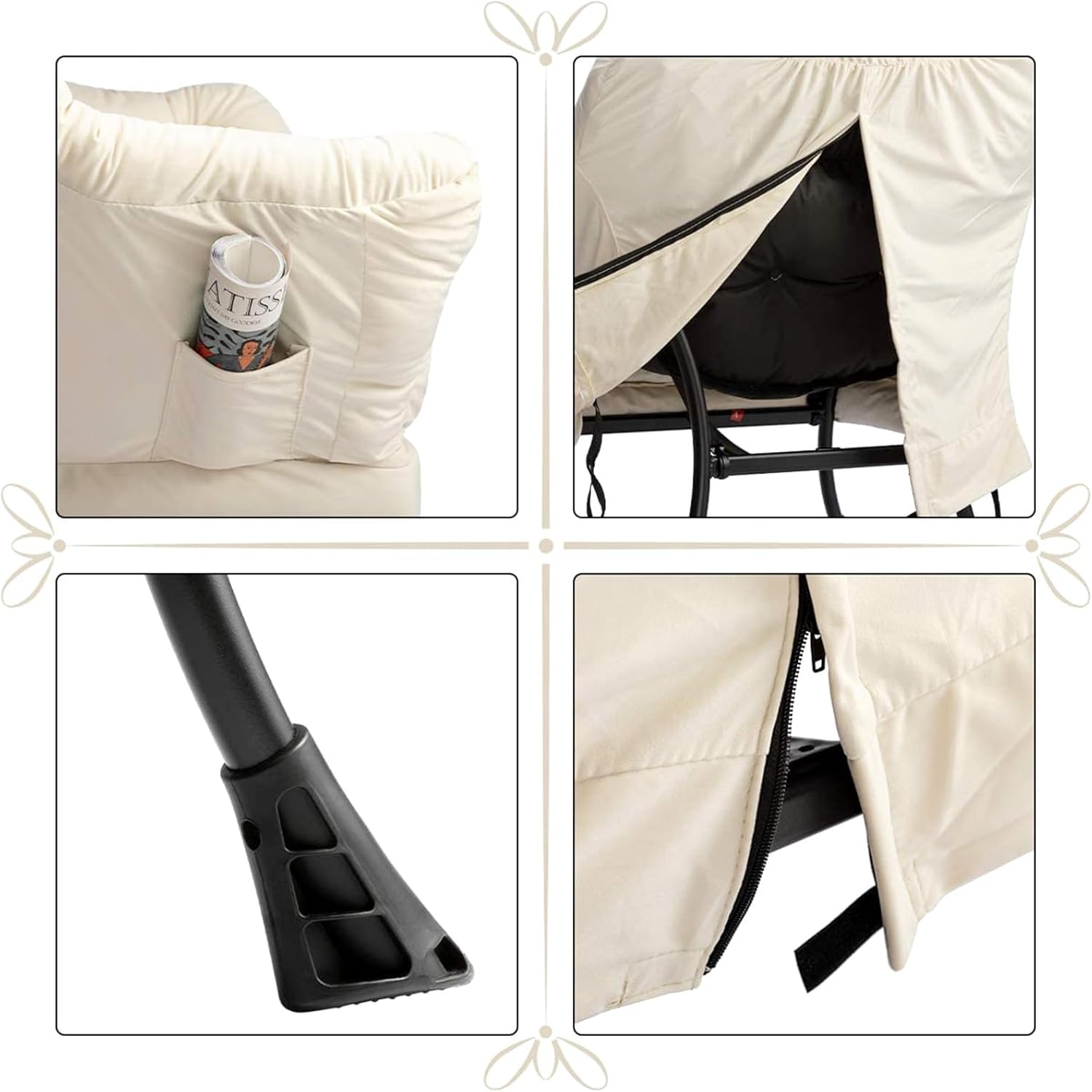 AcozyHom Moderno juego de silla perezosa de tela y reposapiés plegable, sillón contemporáneo y otomano portátil, sofá de ocio con marco de acero y