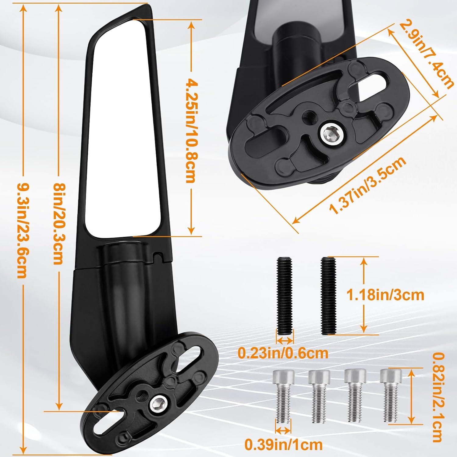 Espejo retrovisor para motocicleta compatible con Kawasaki Ninja 250 300 650 400 ZX6R ZX10R H4, Honda CBR600RR CBR250RR CBR1000R, Yamaha R1 R3 R15