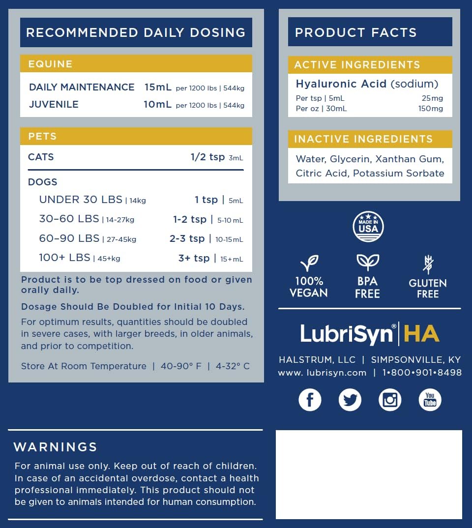 lubrisyn Hyaluronan conjunta Suplemento (32oz) por lubrisyn