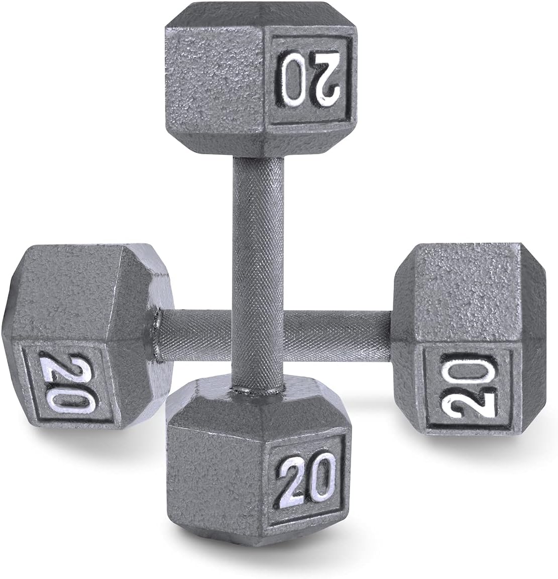 WF Athletic Supply Mancuernas hexagonales sólidas de hierro fundidonegro, juego de 2 pesas libres de entrenamiento de fuerza para mujeres y hombres,