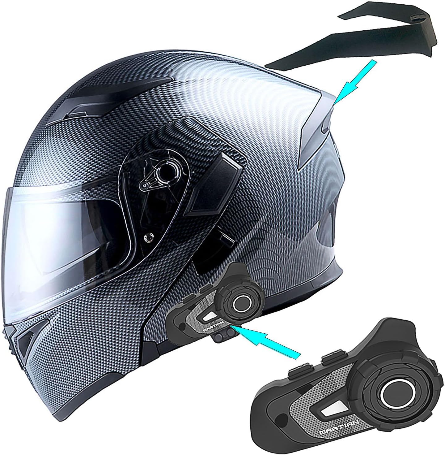 1Storm – Casco modular de cara completa para motocicleta, con doble visera abatible, protector solar HB89 Negro brillante