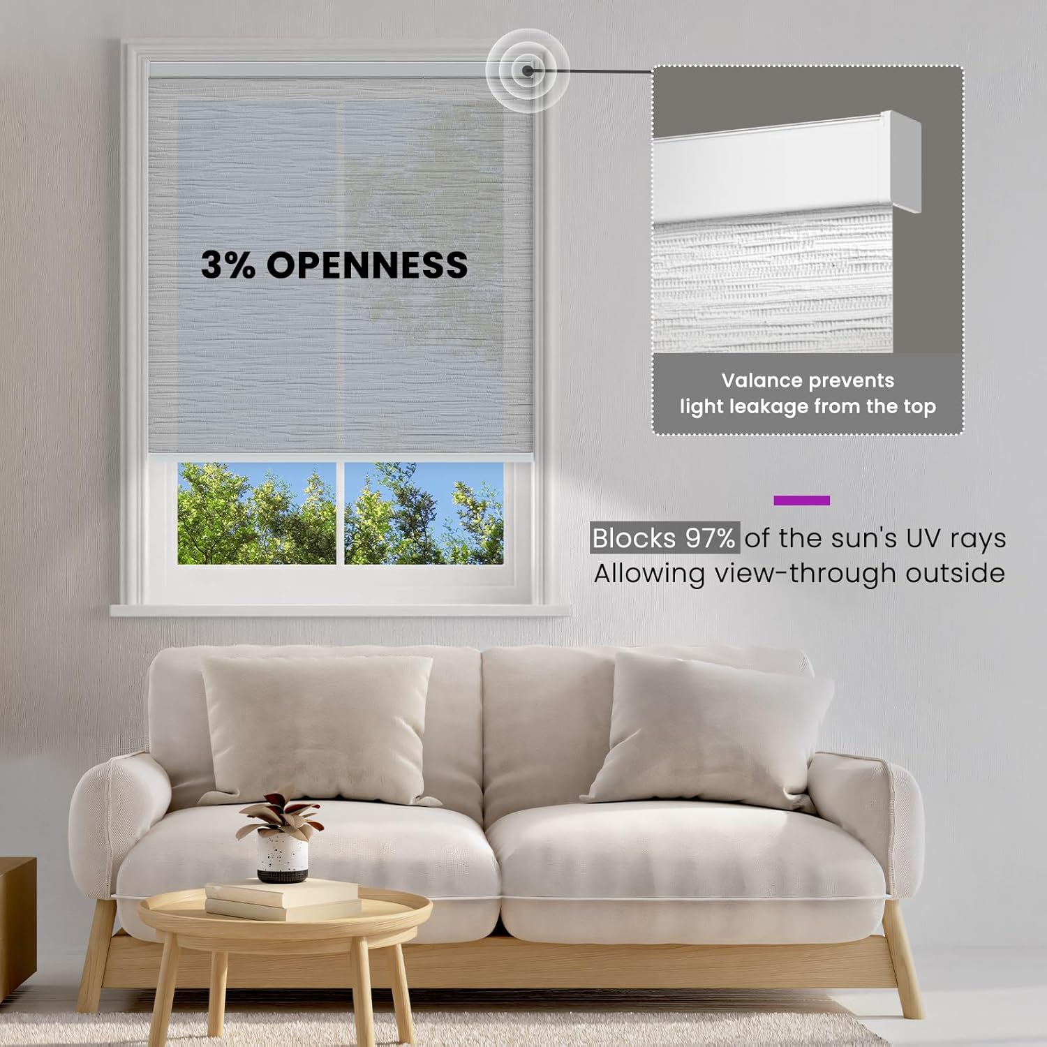 Astomi Persianas inteligentes de filtrado de luz, persianas motorizadas para ventanas, persianas eléctricas de 3% de apertura, funcionan con Alexa
