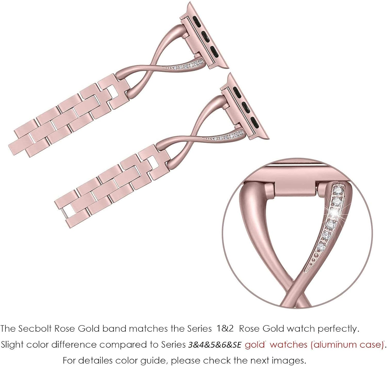 Secbolt Correas compatibles con Apple Watch Band de 1.496 pulgadas, 1.575 pulgadas, 1.614 pulgadas, 1.654 pulgadas, 1.732 pulgadas, 1.772 pulgadas,